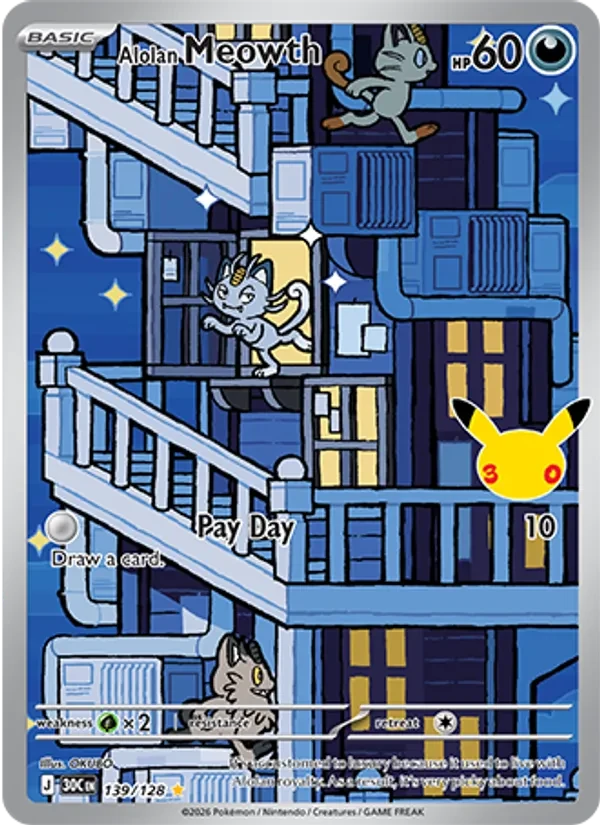 Alolan Meowth 139/128 30th Celebration Pokémon Karte