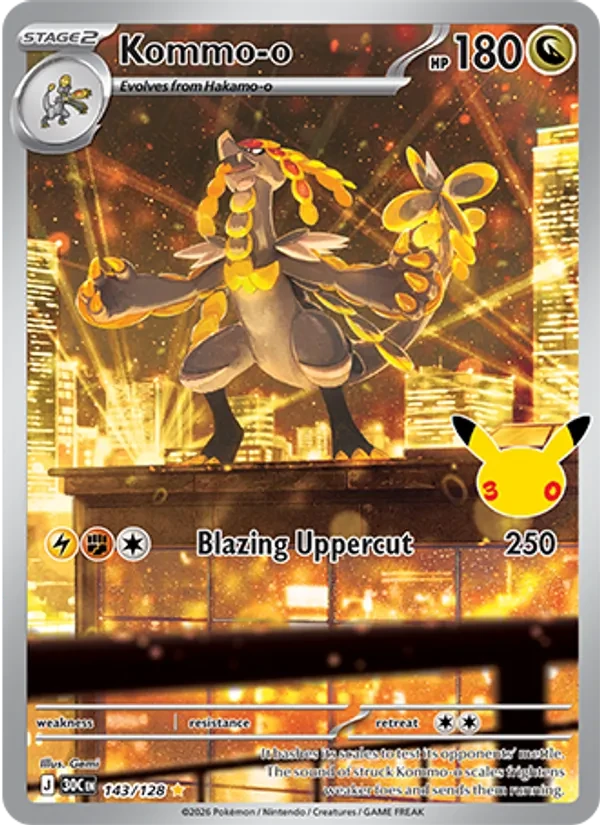 Kommo-o 143/128 30th Celebration Pokémon card