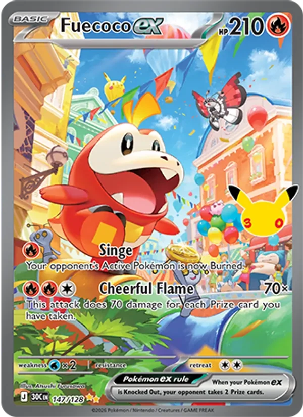 Fuecoco ex 147/128 30th Celebration Pokémon card