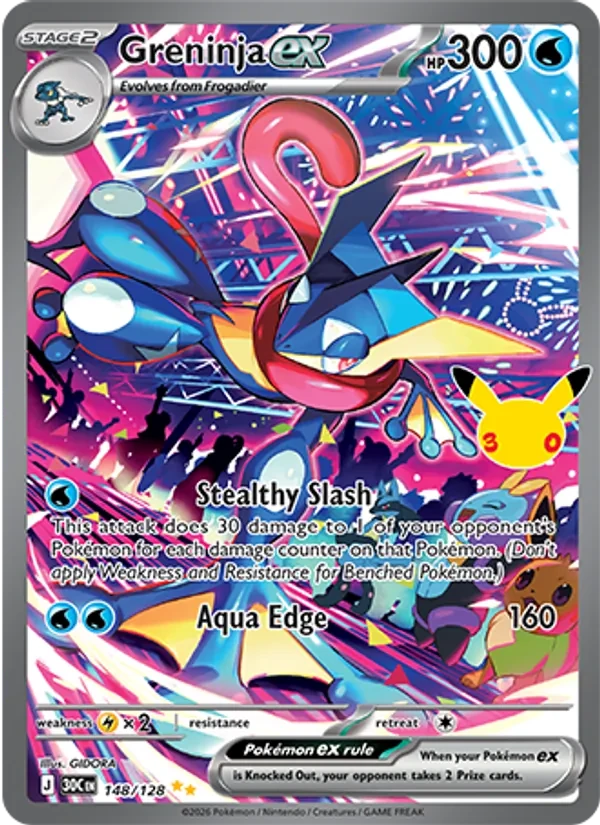 Greninja ex 148/128 30th Celebration Pokémon card