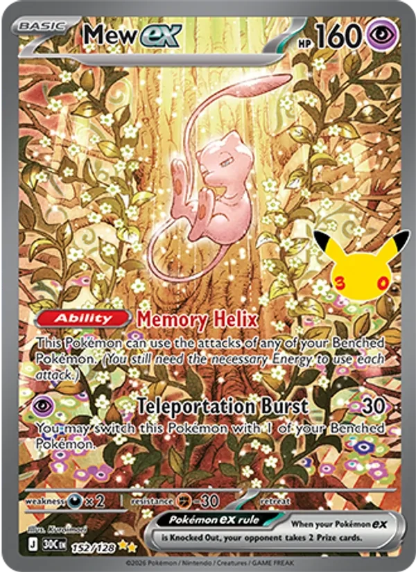 Mew ex 152/128 30th Celebration Pokémon card