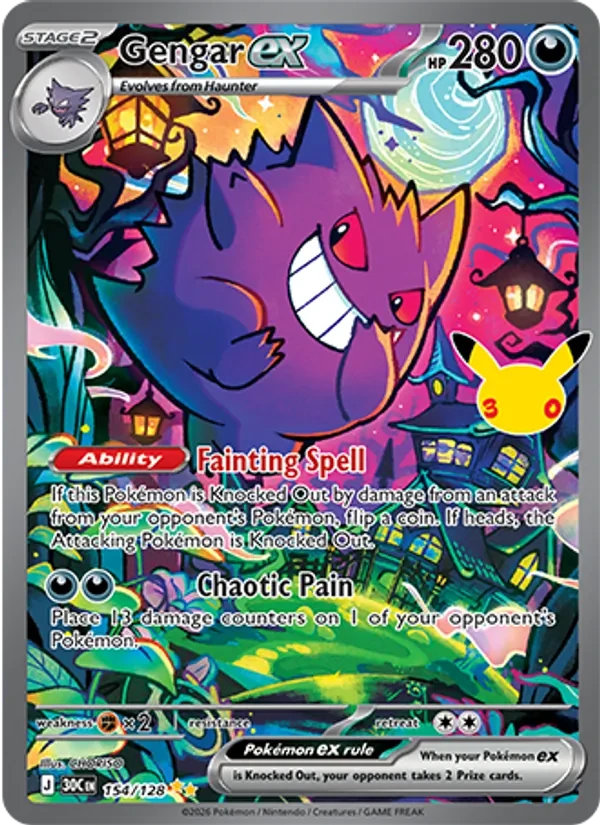 Gengar ex 154/128 30th Celebration Pokémon card