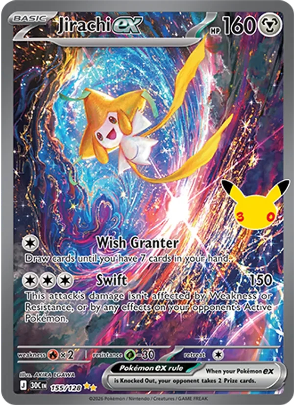 Jirachi ex 155/128 30th Celebration Pokémon card