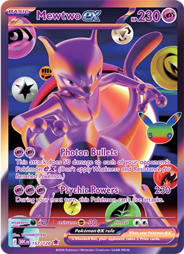 Mewtwo ex 157/128 30th Celebration Pokémon card