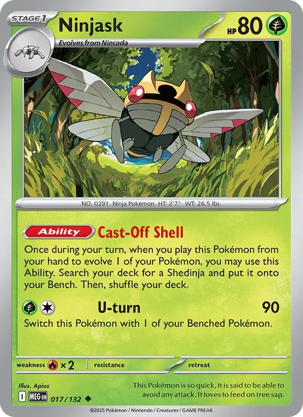 Ninjask 017/132 Mega Evolution Pokémon card