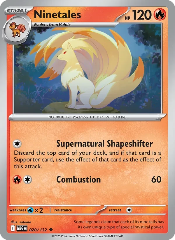 Ninetales 020/132 Mega Evolution Pokémon card