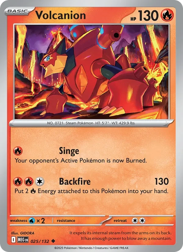 Volcanion 025/132 Mega Evolution Pokémon card