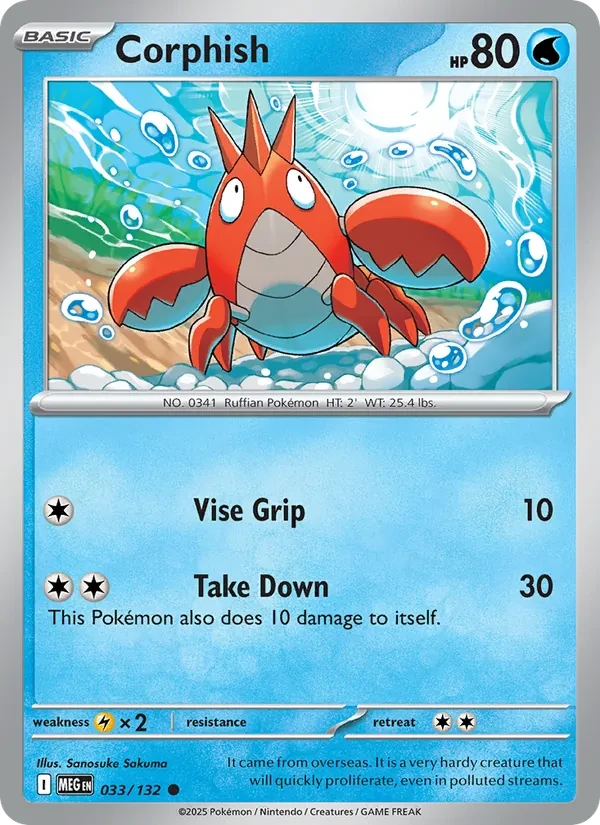 Corphish 033/132 Mega Evolution Pokémon card