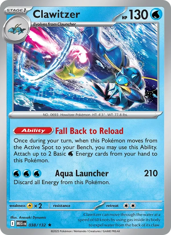 Clawitzer 038/132 Mega Evolution Pokémon card