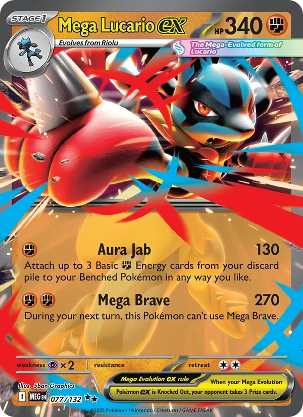 Mega Lucario ex 077/132 Mega Evolution Pokémon Karte