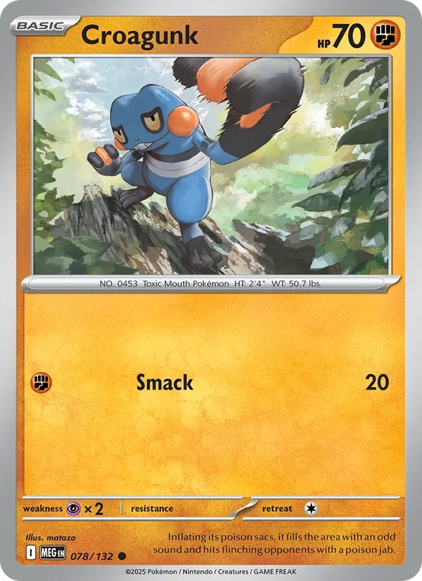 Croagunk 078/132 Mega Evolution Pokémon card