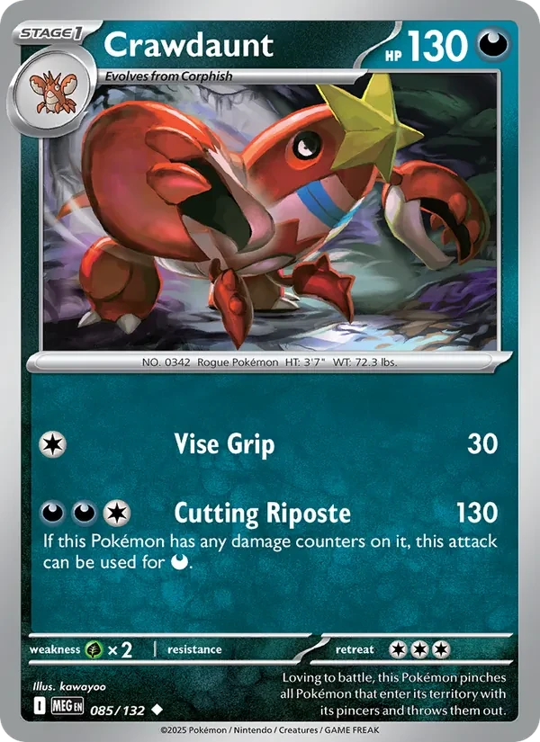 Carte Pokémon Crawdaunt 085/132 Mega Evolution