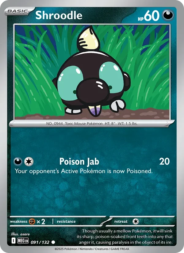 Shroodle 091/132 Mega Evolution Pokémon card