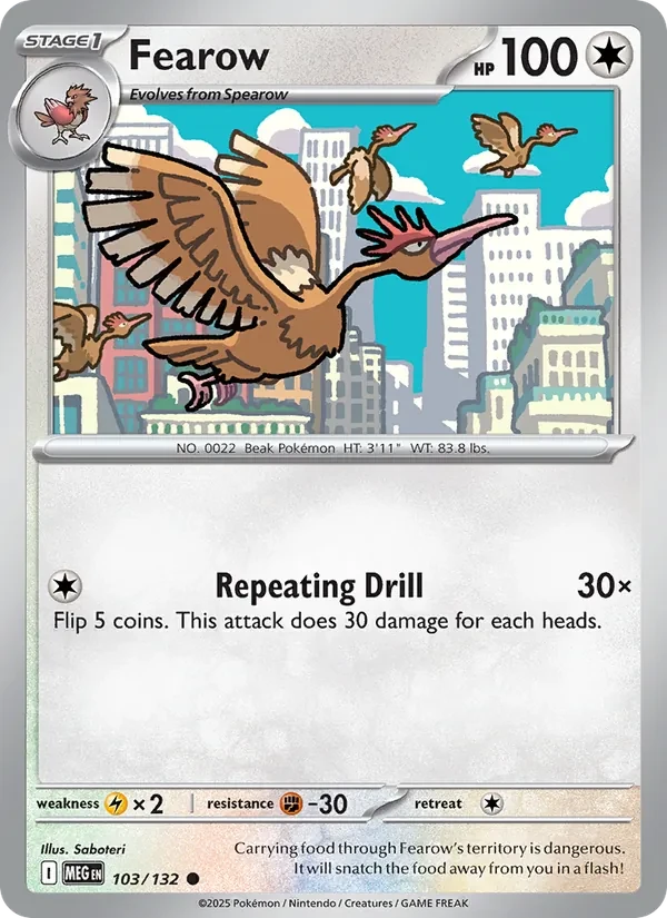 Fearow 103/132 Mega Evolution Pokémon card