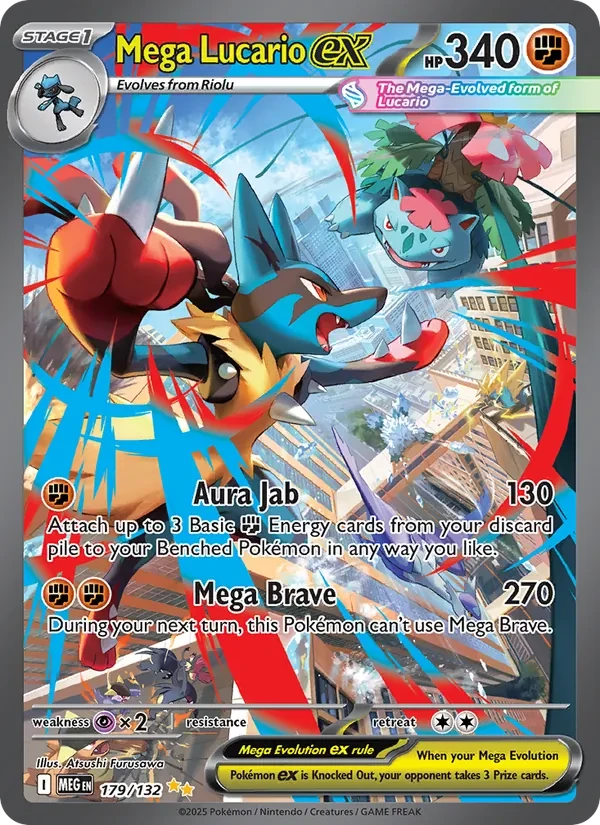 Mega Lucario ex 179/132 Mega Evolution Pokémon Karte