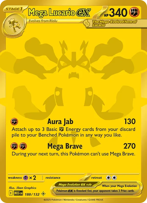 Mega Lucario ex 188/132 Mega Evolution Pokémon card