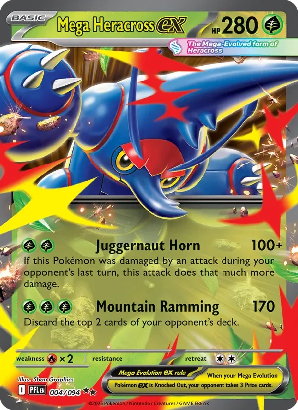 Mega Heracross ex 004/94 Phantasmal Flames Pokémon Karte