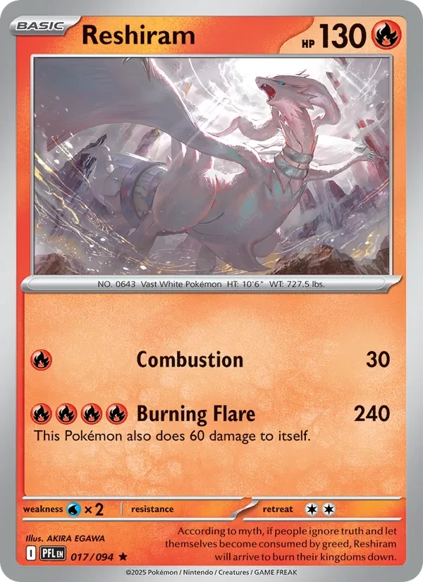 Reshiram 017/94 Phantasmal Flames Pokémon card