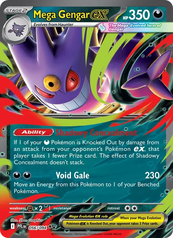 Mega Gengar ex 056/94 Phantasmal Flames Pokémon card