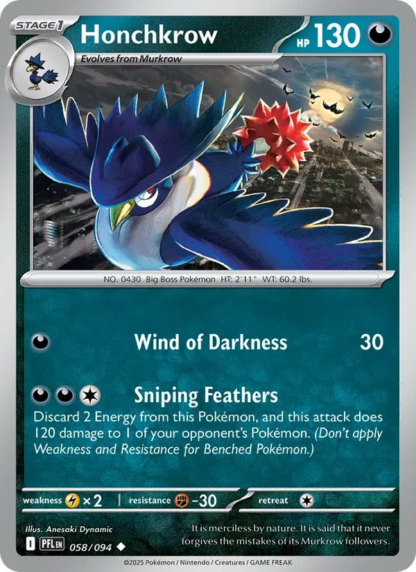 Honchkrow 058/94 Phantasmal Flames Pokémon card