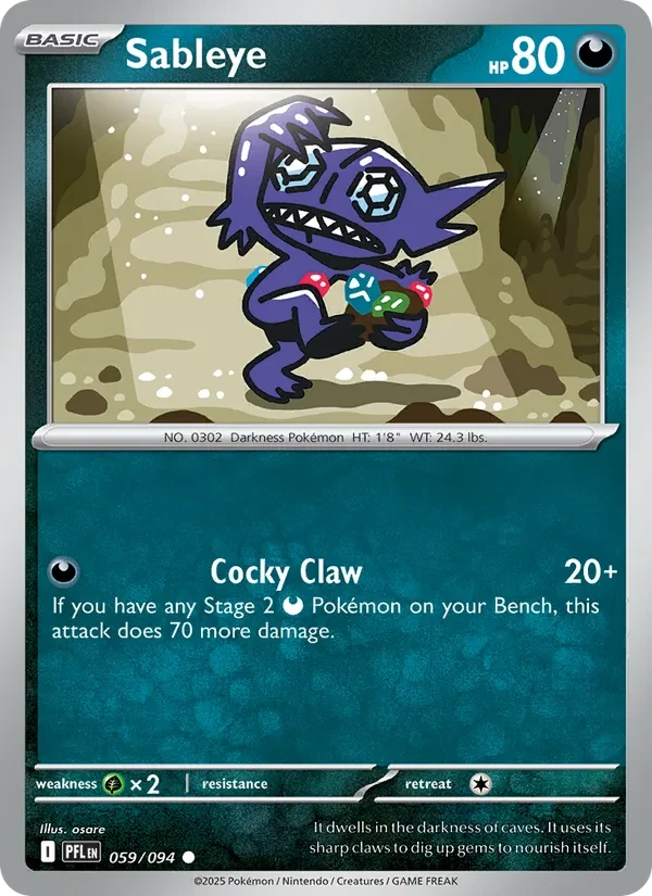 Sableye 059/94 Phantasmal Flames Pokémon card