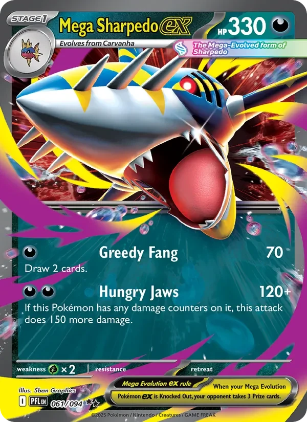 Mega Sharpedo ex 061/94 Phantasmal Flames Pokémon card