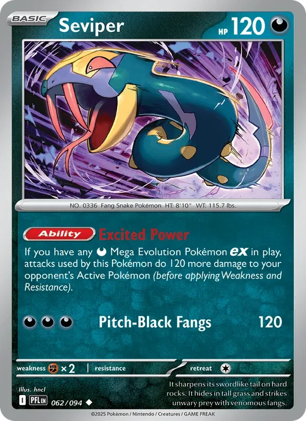 Seviper 062/94 Phantasmal Flames Pokémon card