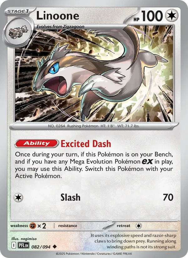 Linoone 082/94 Phantasmal Flames Pokémon card