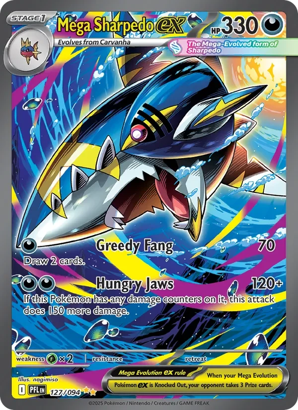 Mega Sharpedo ex 127/94 Phantasmal Flames Pokémon card