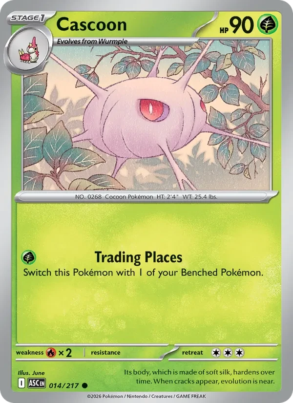 Cascoon 014/217 Ascended Heroes Pokémon card
