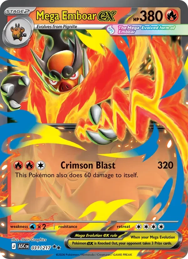 Mega Emboar ex 031/217 Ascended Heroes Pokémon card