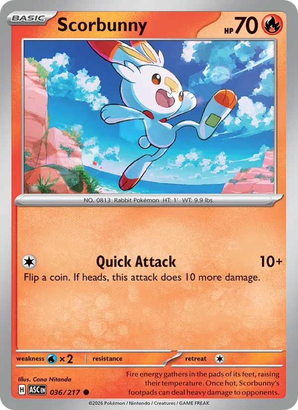 Scorbunny 036/217 Ascended Heroes Pokémon card