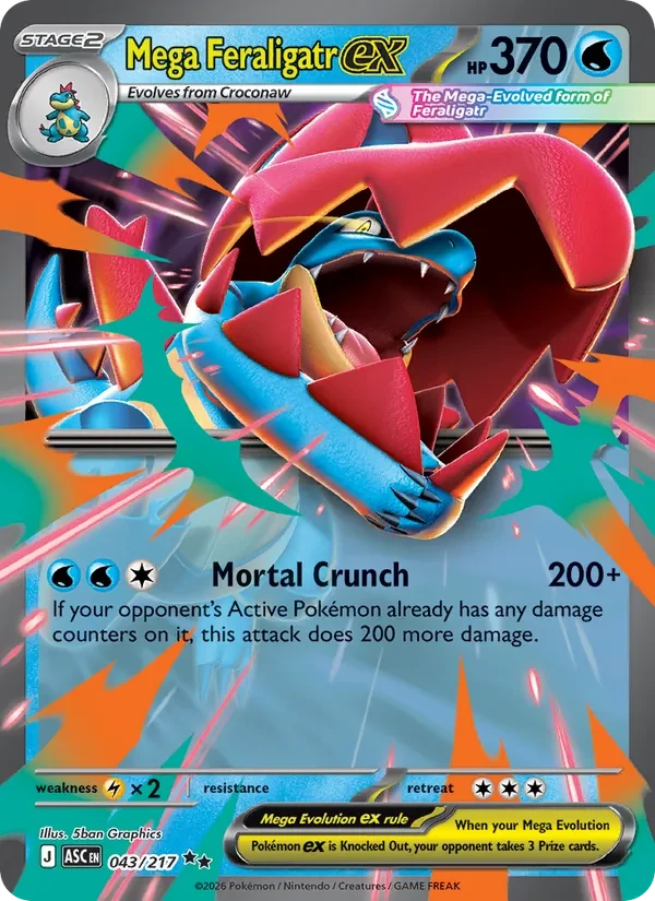 Mega Feraligatr ex 043/217 Ascended Heroes Pokémon card