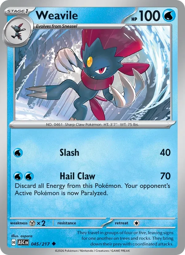 Weavile 045/217 Ascended Heroes Pokémon card