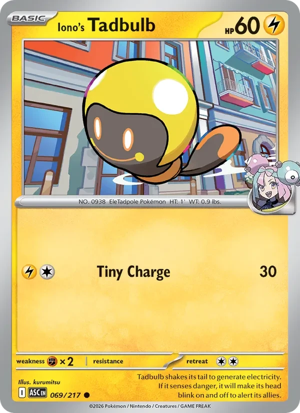 Iono's Tadbulb 069/217 Ascended Heroes Pokémon card