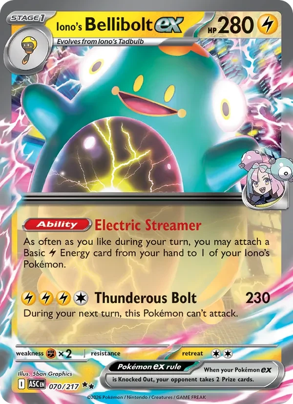 Iono's Bellibolt ex 070/217 Ascended Heroes Pokémon card