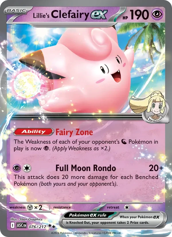 Lillie's Clefairy ex 076/217 Ascended Heroes Pokémon card