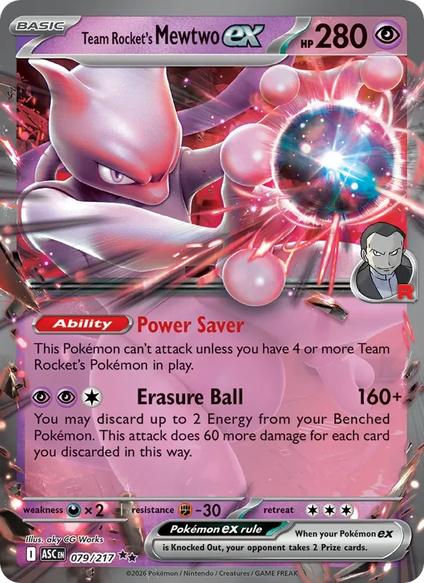 Team Rocket's Mewtwo ex 079/217 Ascended Heroes Pokémon card