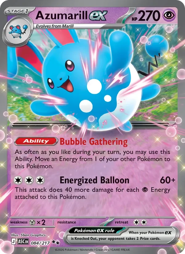 Azumarill ex 084/217 Ascended Heroes Pokémon card