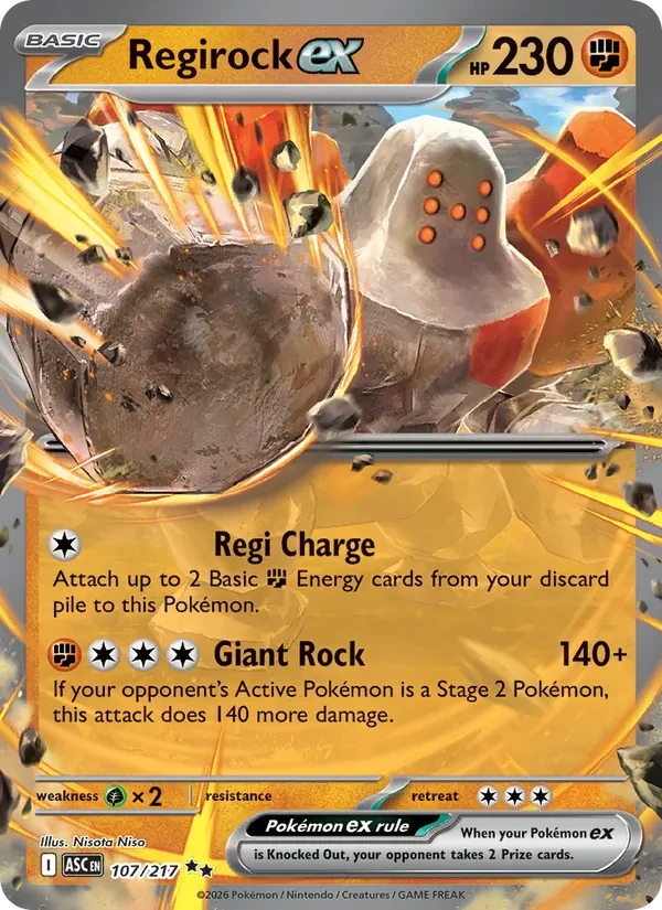 Regirock ex 107/217 Ascended Heroes Pokémon card