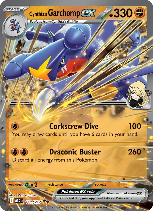 Carte Pokémon Cynthia's Garchomp ex 111/217 Ascended Heroes