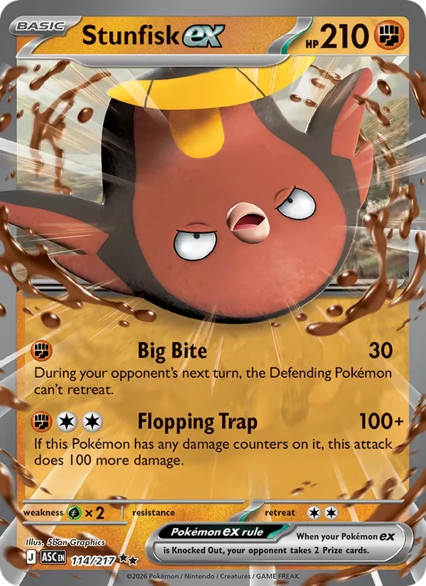 Stunfisk ex 114/217 Ascended Heroes Pokémon card