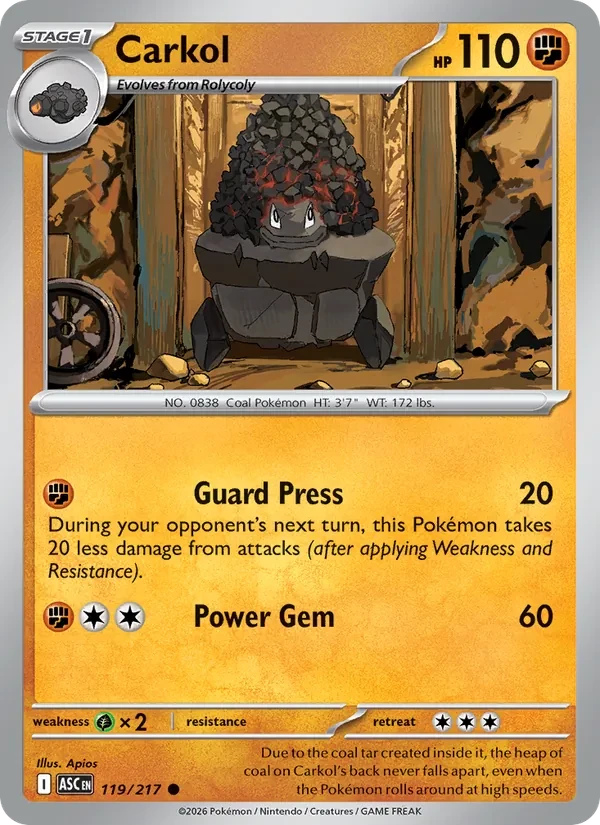 Carkol 119/217 Ascended Heroes Pokémon card