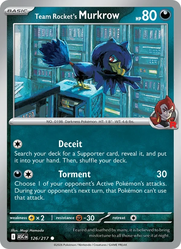 Team Rocket's Murkrow 126/217 Ascended Heroes Pokémon card