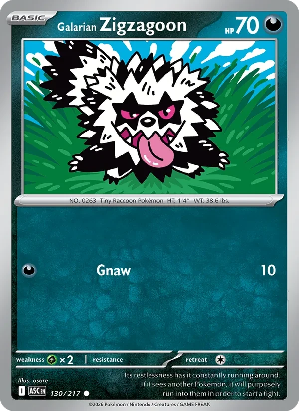 Galarian Zigzagoon 130/217 Ascended Heroes Pokémon card