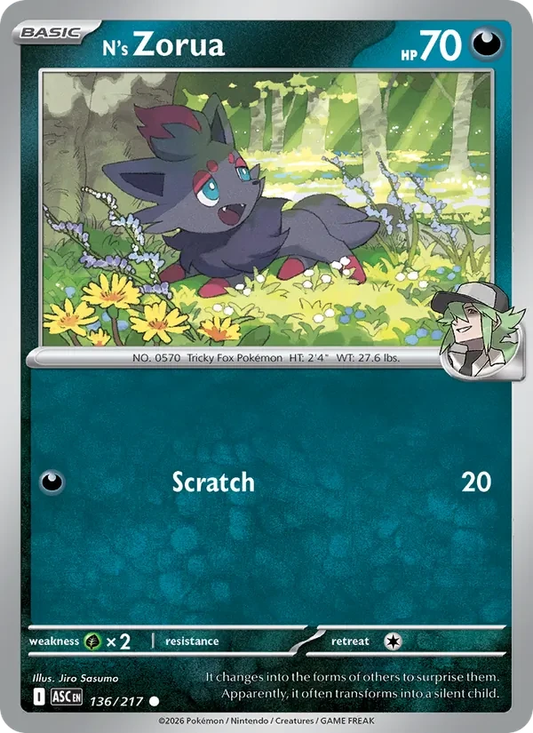 N's Zorua 136/217 Ascended Heroes Pokémon card