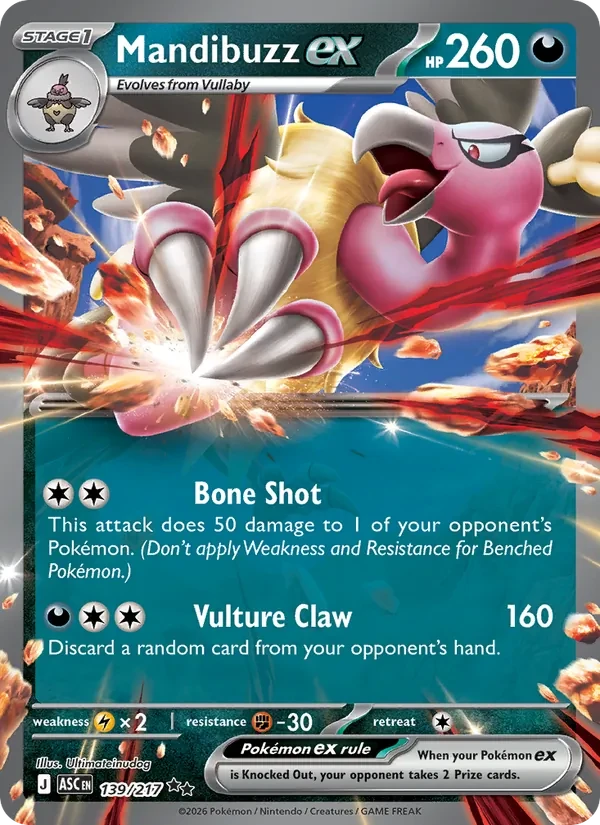 Mandibuzz ex 139/217 Ascended Heroes Pokémon card