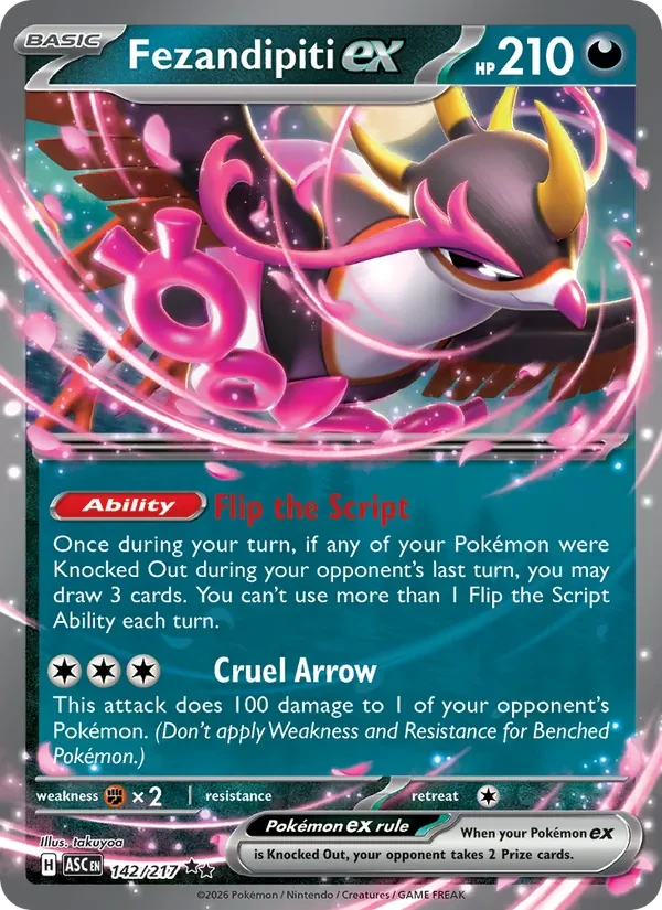 Fezandipiti ex 142/217 Ascended Heroes Pokémon card