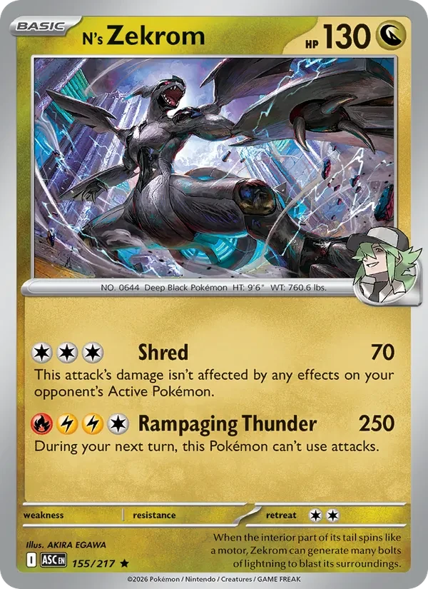 N's Zekrom 155/217 Ascended Heroes Pokémon card
