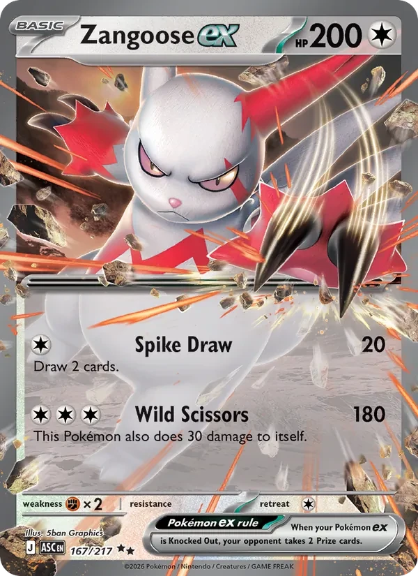 Zangoose ex 167/217 Ascended Heroes Pokémon card